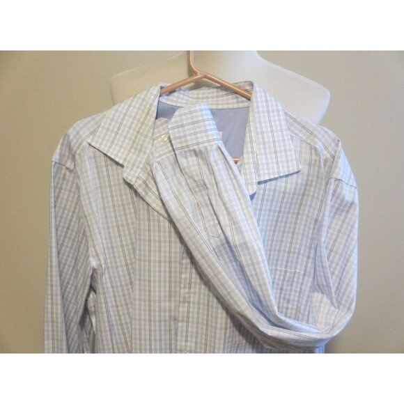 Joseph Abboud Non-Iron 2XLT Blue & White Checkered 100% Cotton Long-Sleeve Butto - Picture 4 of 6